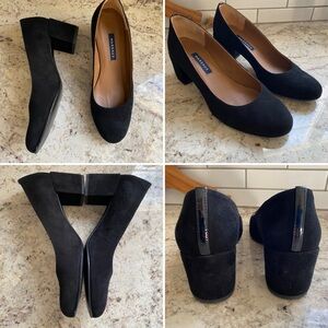 $278 Margaux Black Suede The Heel sz 38 Med US 8
